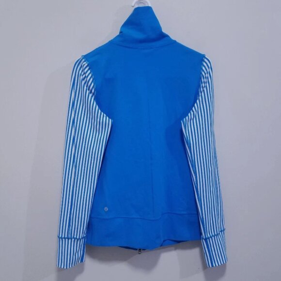 Lululemon Daily Yoga Jacket 8 Medium Polar Cream Beaming Blue Classic Stripe - Picture 4 of 12
